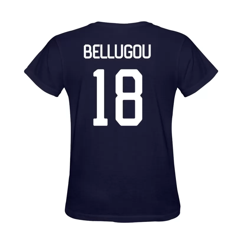 Män Francois Bellugou #18 Mörkblå T-shirt Design Matchtröjor Tröjor