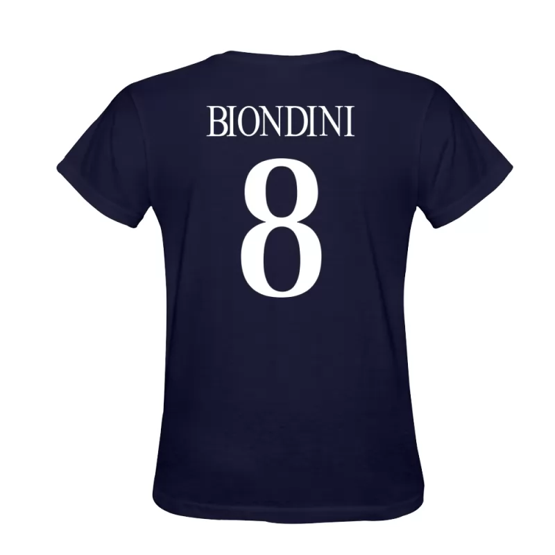 Män Davide Biondini #8 Mörkblå T-shirt Design Matchtröjor Tröjor