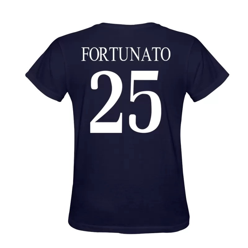 Män Jacopo Fortunato #25 Mörkblå T-shirt Design Matchtröjor Tröjor