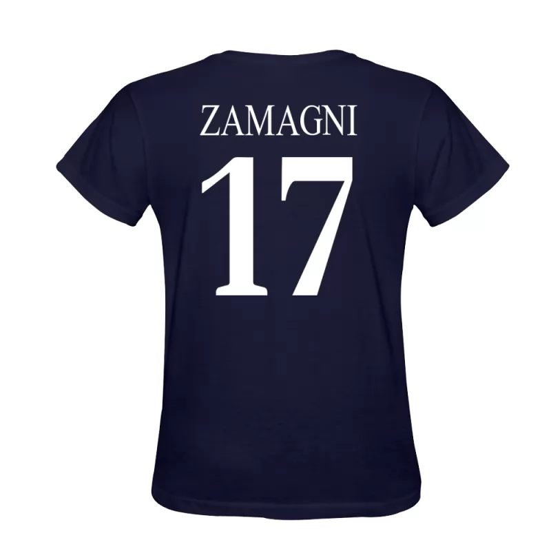 Män Andrea Zamagni #17 Mörkblå T-shirt Design Matchtröjor Tröjor